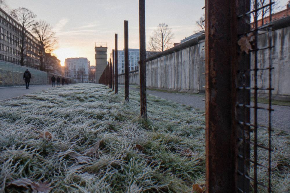 A preserved section of the former border strip at the Berlin Wall Memorial