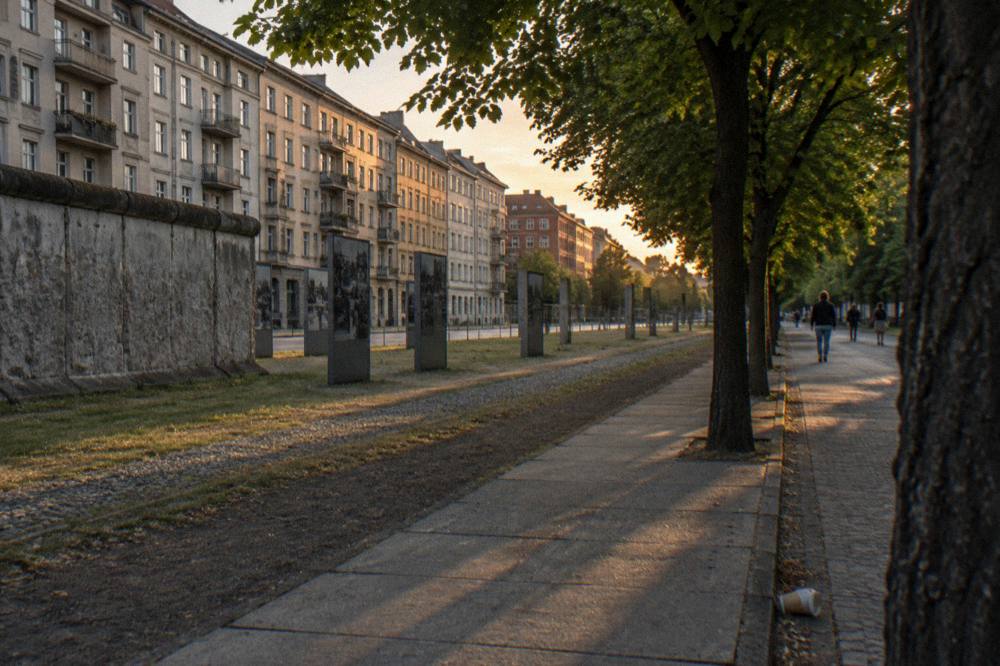 The street sign and exhibition grounds at Bernauer Strasse